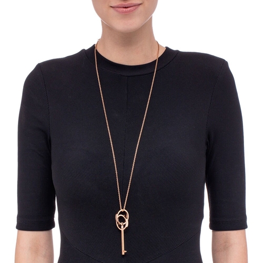 On Key Rose Gold Plated Long Necklace-